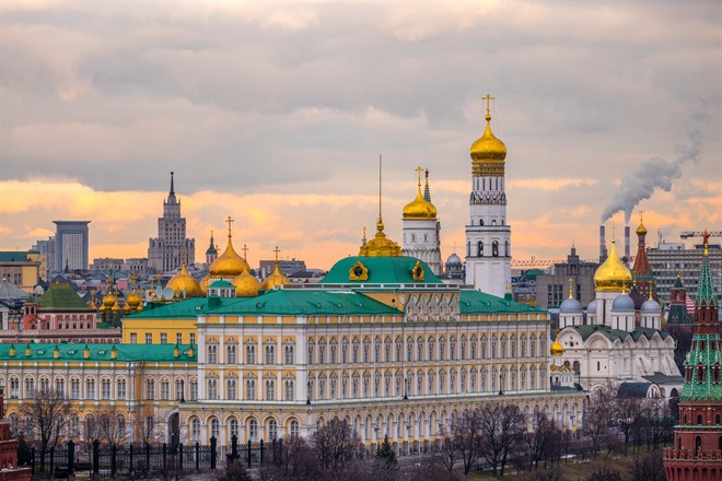 View of  the Kremlin in the evening