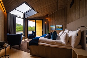 Cosy wood cabin in the Arctic