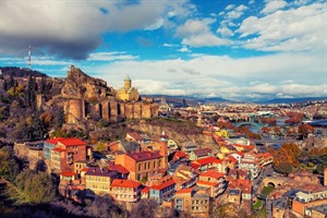 Panoramic view of Tbilisi at sunset - Georgia