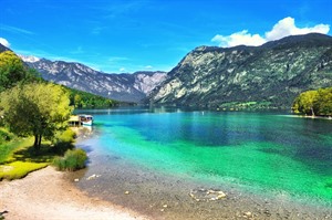 Blue waters of Lake Bohinj