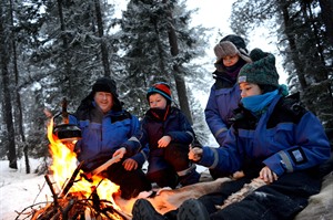 Family time around the fire