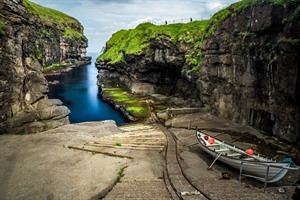 Natural harbour at Gjogv, Faroe Islands