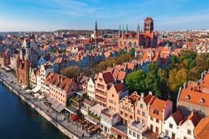 Aerial view of the old town in Gdansk