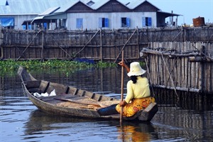 A floating village on Tonle Sap Lake, Cambodia