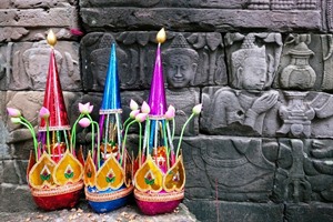 Offerings at Banteay Chhmar, Cambodia