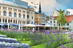 View on central square in the old city of Riga, Latvia