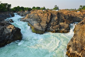 Li Phi waterfall at Champasak in Southern Laos