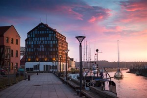 Sunset on the old port of Klaipeda, Lithuiania