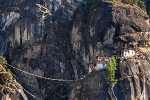 Panorama view of famous Tiger's Nest in Bhutan.
