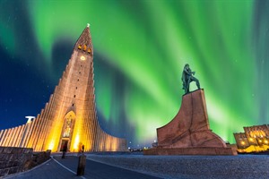 Northern lights over Reykjavik, Iceland