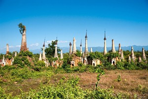 The Golden Stupas in Indein