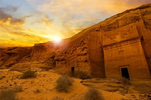 Sunset and tombs