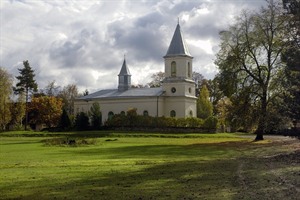 Landscape about old church on island the Muhu