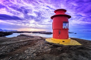 Red lighthouse in Stykkisholmur, Iceland