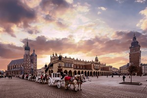 Krakow main square in winter